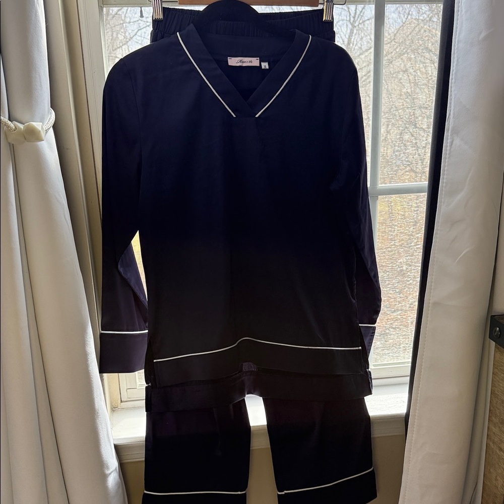 Blue Marine Rose’s Life Pajama Set with White Trim